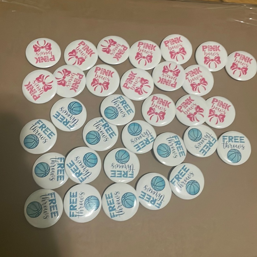 Free throws and Pink bows gender reveal pins